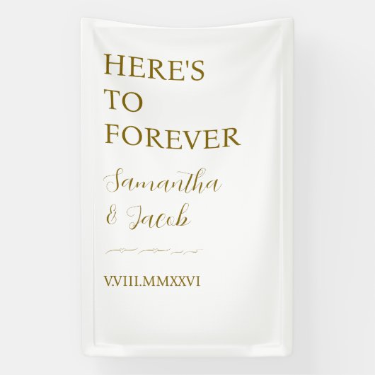 Elegantes goldenes Willkommensschild zur Hochzeit Banner (Vertikal)
