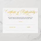 Elegantes Goldenes Wirbel Echtheitszertifikat