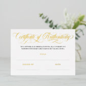 Elegantes Goldenes Wirbel Echtheitszertifikat Folieneinladung (Stehend vorne)