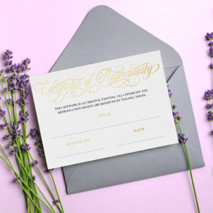 Elegantes Goldenes Wirbel Echtheitszertifikat Folieneinladung