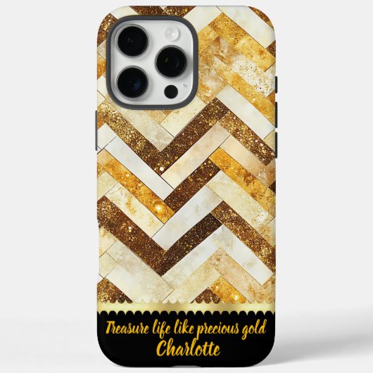 Elegantes goldenes Zickzackmuster auf polierter Ob Case-Mate iPhone Hülle (Rückseite)