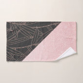 Elegantes goldfarbenes Bambusfoliendesign in Rosa- Badhandtuch Set (Handtuch)