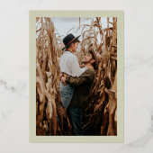 Elegantes goldfarbenes Foto Folieneinladung (Rückseite)