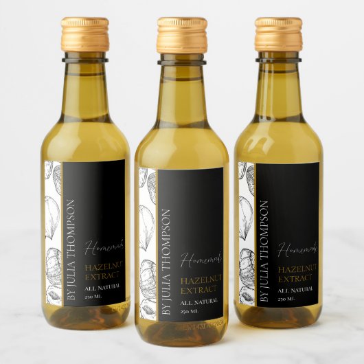 Elegantes goldfarbenes haselnuss-Extraktionslabel Weinetikett (Flaschen)