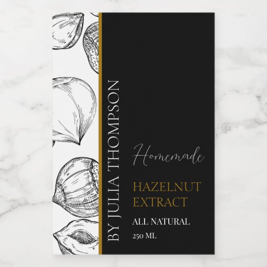 Elegantes goldfarbenes haselnuss-Extraktionslabel Weinetikett (Einzelnes Label)