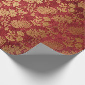 Elegantes goldfarbenes rotes Damastenmuster Geschenkpapier (Ecke)