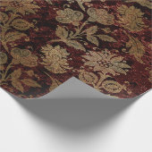 Elegantes goldfarbenes rotes Damastenmuster Geschenkpapier (Ecke)