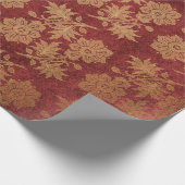 Elegantes goldfarbenes rotes Damastenmuster Geschenkpapier (Ecke)