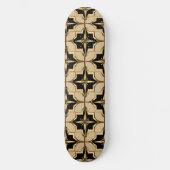 Elegantes goldfarbenes und schwarzes geometrisches skateboard (Vorderseite)