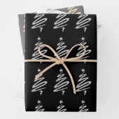 Elegantes goldfarbenes Weihnachtsbaummuster Geschenkpapier Set (Beispiel)