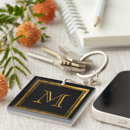 Elegantes Goldfoil Monogramm Schlüsselanhänger