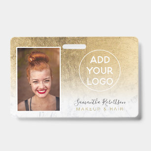 Elegantes goldfolie-marmor-logo-Mitarbeiter-Fotoau Ausweis