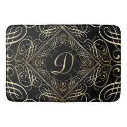 Elegantes Goldfolien-Blick Scrollwork Skript auf Badematte