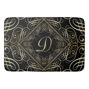 Elegantes Goldfolien-Blick Scrollwork Skript auf Badematte