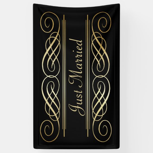 Elegantes Goldfolien-Blick Scrollwork Skript auf Banner (Vertikal)
