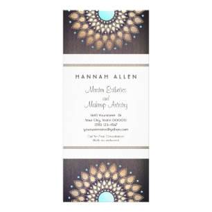 Elegantes Goldfolien-Ornament-Blatt-Mandala-Holz L Werbekarte