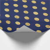 Elegantes Goldfolien-Tupfen-Muster - Gold u. Blau Geschenkpapier (Ecke)