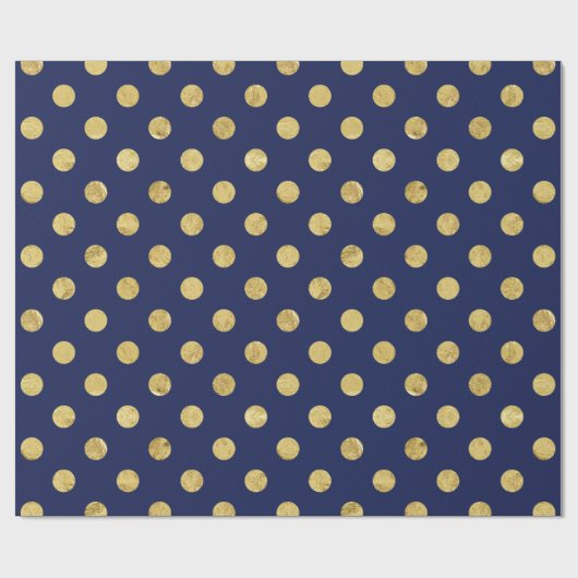 Elegantes Goldfolien-Tupfen-Muster - Gold u. Blau Geschenkpapier (Flach)