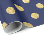 Elegantes Goldfolien-Tupfen-Muster - Gold u. Blau Geschenkpapier (Rolleneckpunkt)