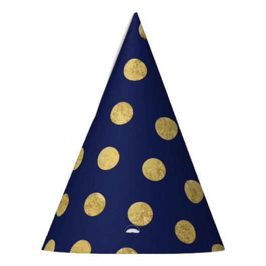 Elegantes Goldfolien-Tupfen-Muster - Gold u. Blau Partyhütchen (Links)