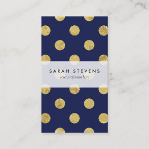 Elegantes Goldfolien-Tupfen-Muster - Gold u. Blau Visitenkarte