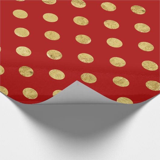 Elegantes Goldfolien-Tupfen-Muster - Gold u. Rot Geschenkpapier (Ecke)