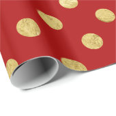 Elegantes Goldfolien-Tupfen-Muster - Gold u. Rot Geschenkpapier (Rolleneckpunkt)