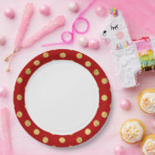 Elegantes Goldfolien-Tupfen-Muster - Gold u. Rot Pappteller (Party)