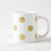 Elegantes Goldfolien-Tupfen-Muster - Gold u. Weiß Jumbo-Tasse (Rechts)