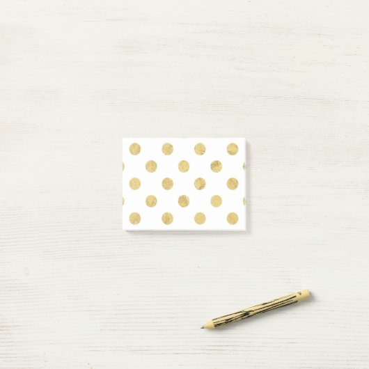 Elegantes Goldfolien-Tupfen-Muster - Gold u. Weiß Post-it Klebezettel (Auf Schreibtisch)