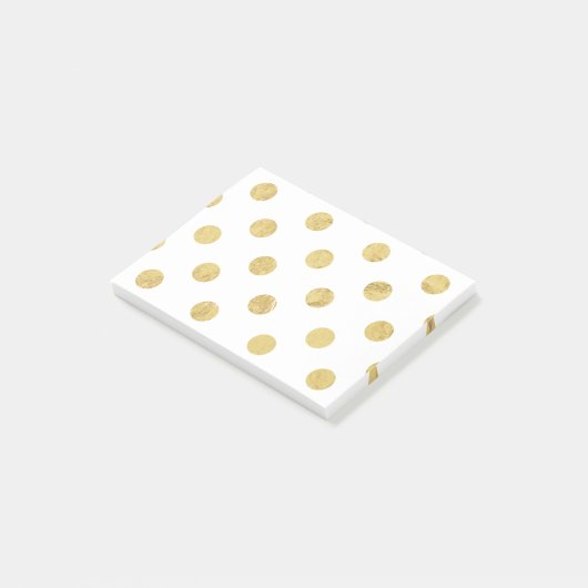 Elegantes Goldfolien-Tupfen-Muster - Gold u. Weiß Post-it Klebezettel (angewinkelt)