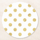 Elegantes Goldfolien-Tupfen-Muster - Gold u. Weiß Runder Pappuntersetzer (Vorderseite)