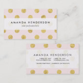 Elegantes Goldfolien-Tupfen-Muster - Rosa u. Gold Visitenkarte (Vorne/Hinten)