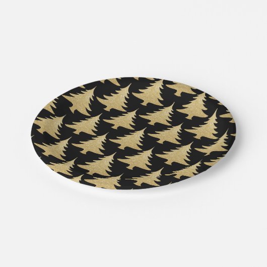 elegantes GoldGlitter Pappteller (Schrägansicht)