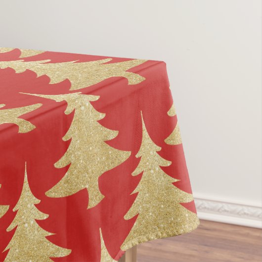 elegantes GoldGlitter Weihnachtsbaum-Musterrot Tischdecke (Beispiel)