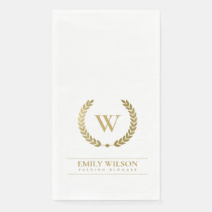 ELEGANTES GOLDGOLDFLORALLAUREL-WREAD INITIALES MON SERVIETTE