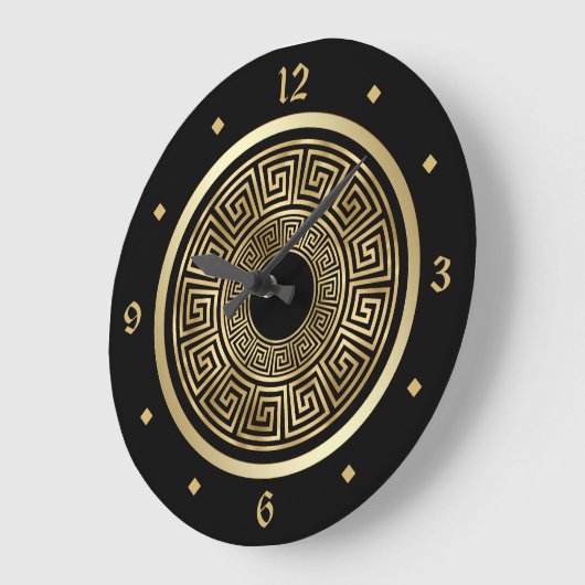 Elegantes goldgriechisches Keys Muster Große Wanduhr (Winkel)