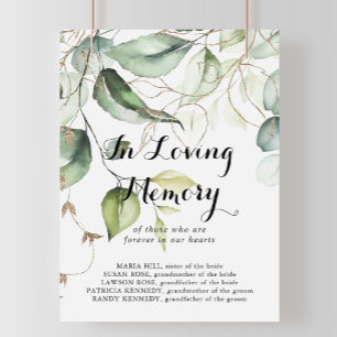 Elegantes Goldgrün In Loving Memory Schild