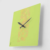 Elegantes goldgrünes Abstraktes Blumenmuster Quadratische Wanduhr (Winkel)
