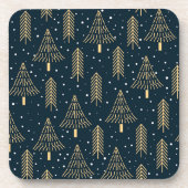 Elegantes goldgrünes blaues Weihnachtsbaummuster Getränkeuntersetzer (Vorderseite)