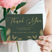 Elegantes goldgrünes Brautparty Dankeskarte