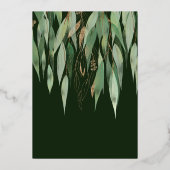 Elegantes goldgrünes Eukalyptus-Brautparty Folieneinladung (Rückseite)