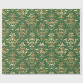 Elegantes goldgrünes königliches Damastenmuster Geschenkpapier (Flach)