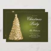 Elegantes goldgrünes Weihnachtsbaum-Programm Einladung (Vorne/Hinten)