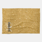 Elegantes Goldhandtuch mit Monogramm Glitzer Geschirrtuch (Horizontal)