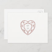 Elegantes Goldherz der Rose Save the Date Postkart Ankündigungspostkarte (Vorne/Hinten)