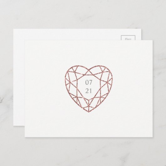 Elegantes Goldherz der Rose Save the Date Postkart Ankündigungspostkarte (Vorne/Hinten)