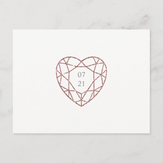 Elegantes Goldherz der Rose Save the Date Postkart Ankündigungspostkarte (Vorderseite)