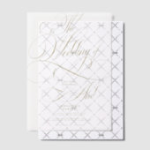 Elegantes Goldkalligrafie-Skript Hochzeitsüberlage Pergament Einladungen (Versetzt (Einladung))