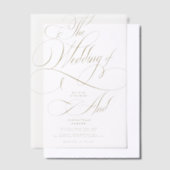 Elegantes Goldkalligrafie-Skript Hochzeitsüberlage Pergament Einladungen (Versetzt)